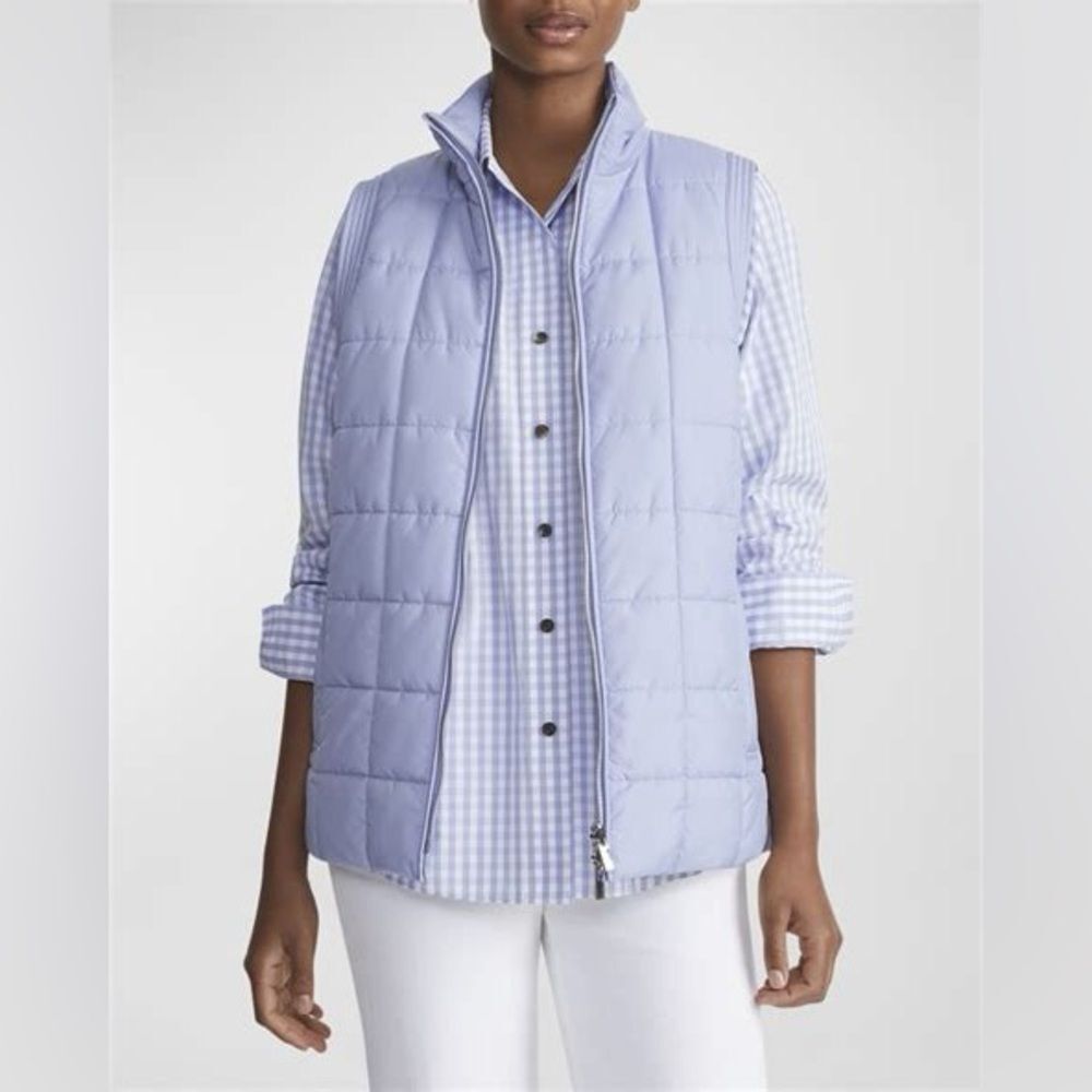 NWT Lafayette 148 NY Recycled Poly Reversible Puffer Vest 3X Wild Bluet